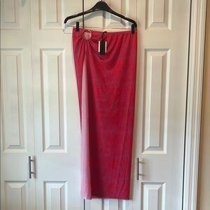 NWT Kendall & Kylie Swim Sarong- leg slit- pink/orange